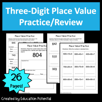 Preview of Back to School Place Value Practice Special Education