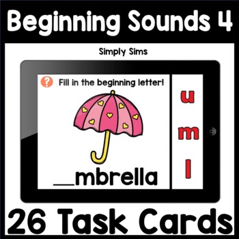 Preview of Phonemic Awareness| Beginning Sounds 4 | ABC | Boom Cards
