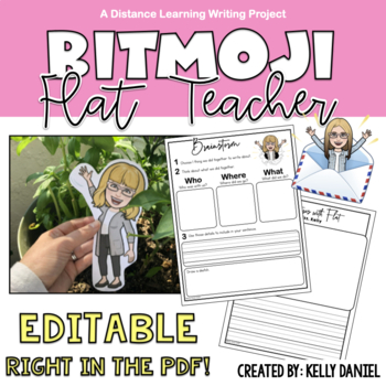 Preview of Bitmoji Flat Teacher Project | Distance Learning ELA Activity