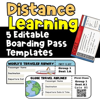 Preview of Distance Learning Boarding Pass Templates EDITABLE