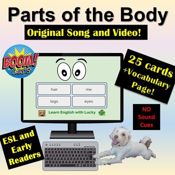 Preview of Distance Learning: Boom Cards | Body Parts | No Sound Cues | Video | ESL/Primary
