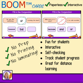 Distance Learning Boom™ Cards: Fill in the Conjunction. Speech & lang ...