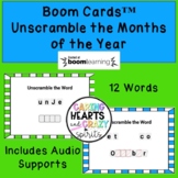 Distance Learning Boom Cards Unscramble the Months of the Year