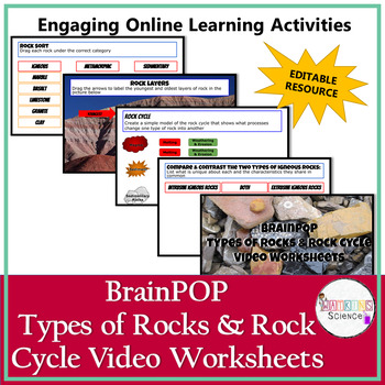 Distance Learning Brainpop Types Of Rocks Rock Cycle Video Worksheets