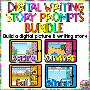 Preview of Seasonal Digital Writing Prompts- Digital Story Writing- Writing Bundle