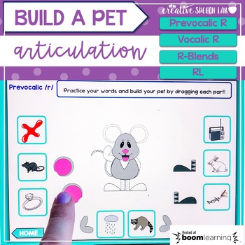 Preview of Distance Learning: Build-a Pet Articulation BOOM Cards™️ - R Sound