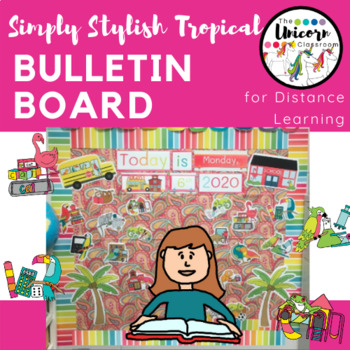 Preview of Distance Learning Bulletin Board Background - Tropical Theme