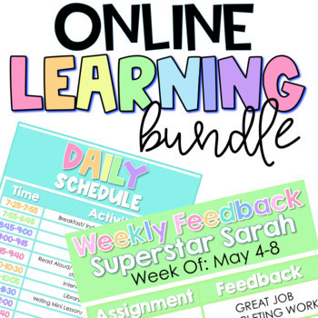 Preview of Distance Learning Bundle: Daily, Weekly Schedule Templates, Feedback Form & More