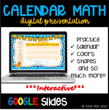 Preview of Calendar Math for Pre-K / Kindergarten GOOGLE Distance Learning