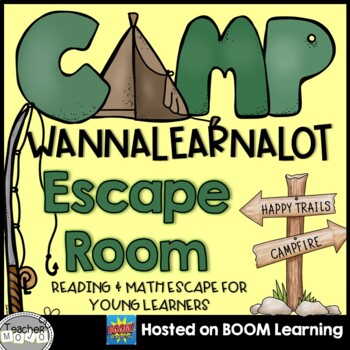 Preview of Distance Learning: Camping Digital Escape Room for Reading & math on BOOM