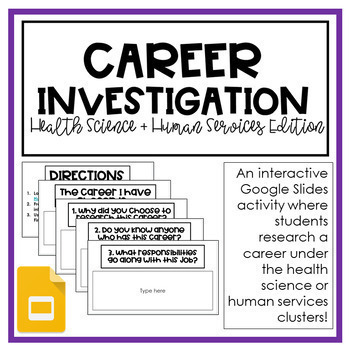 Preview of Distance Learning: Career Investigation | Health Science & Human Service Edition