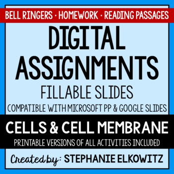 Preview of Cells & Cell Membrane Digital Assignments | Distance Learning Digital Classrooms