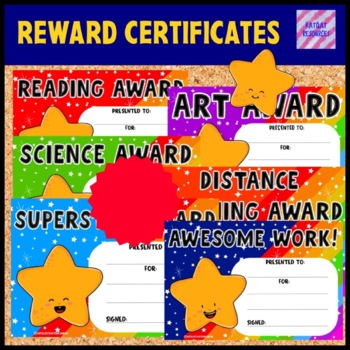 Preview of Distance Learning Certificates - Star Theme - Subjects