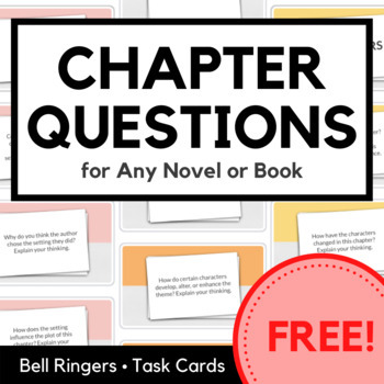 Preview of Distance Learning Chapter Questions for Any Novel: Bell Ringers, Task Cards FREE