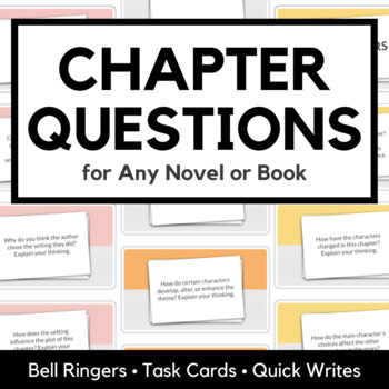 Preview of Distance Learning Chapter Questions for Any Novel: Bell Ringers and Task Cards