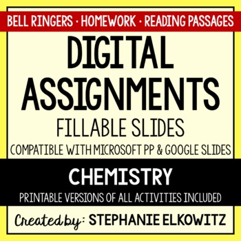 Preview of Chemistry Digital Assignments | Distance Learning & Digital Classrooms