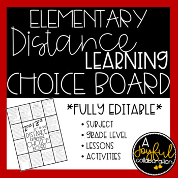 Preview of Distance Learning Choice Board for Elementary Grades