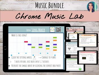 Preview of Chrome Music Lab Task Cards Bundle | Virtual Learning Friendly