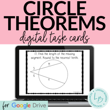 Preview of Distance Learning: Circle Theorems Digital Task Cards