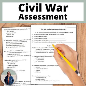 Preview of American Civil War and Reconstruction Era Assessment for US History Government