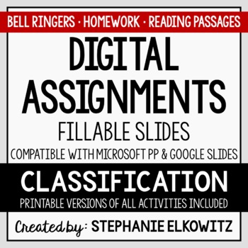 Preview of Classification Digital Activities | Distance Learning & Digital Classrooms