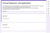 Distance Learning Classroom Jobs Application