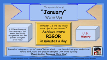 Preview of Rigorous Warm Ups: US History - [January] (Distance Learning & GC Ready)