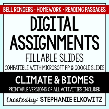Preview of Climate and Biomes Digital Assignments | Distance Learning & Digital Classrooms
