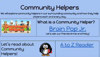 Preview of Distance Learning - Community Helpers HyperDoc