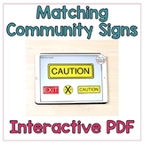 Community Signs Matching Interactive PDF - Life Skills Bas
