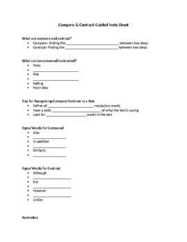 Preview of Compare & Contrast Guided Note Sheet