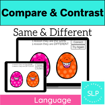 Preview of Compare/Contrast, Same/Different: Adjective BOOM Cards
