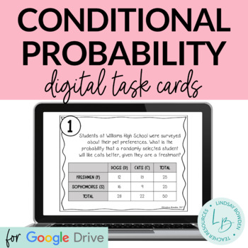 Preview of Distance Learning: Conditional Probability Digital Task Cards