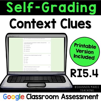 Preview of Context Clues 5th Grade Self-Grading Quiz RI5.4 [DIGITAL + PRINTABLE]