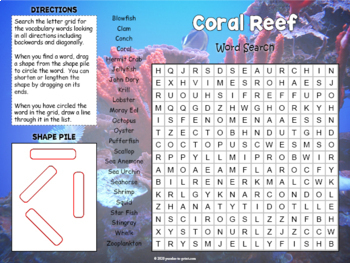 DIGITAL Coral Reef Distance Learning - Coral Reef Word Search | TpT