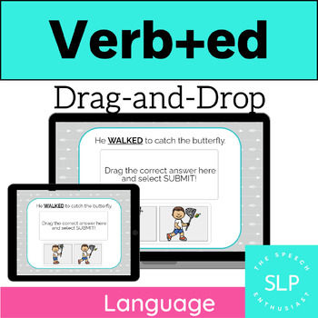 Preview of DRAG-and-DROP Regular Past Tense Verb, Verb+ed BOOM Cards