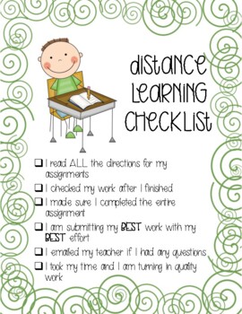 Preview of Distance Learning Daily Checklist