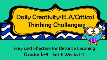 Preview of Distance Learning Daily Creativity, ELA, Critical Thinking Challenges Set 1