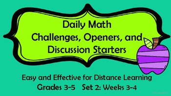 Preview of Distance Learning Daily Math Challenges, Openers, Discussion Starters Set 2