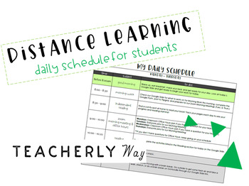 Preview of Distance Learning Daily Schedule for Students