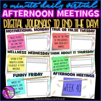 Preview of Distance Learning Daily Virtual Afternoon Meeting Messages Journal [1 YEAR]