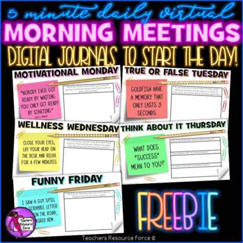 Preview of Distance Learning Daily Virtual Morning Meeting Messages Journal (1 WEEK FREE)