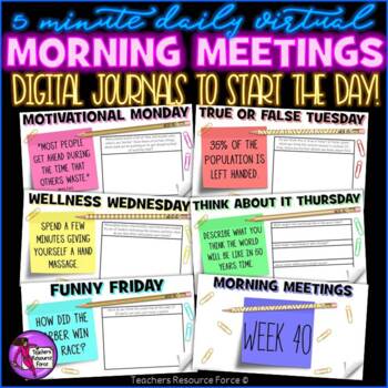 Preview of Distance Learning Daily Virtual Morning Meeting Messages Journal [1 YEAR]