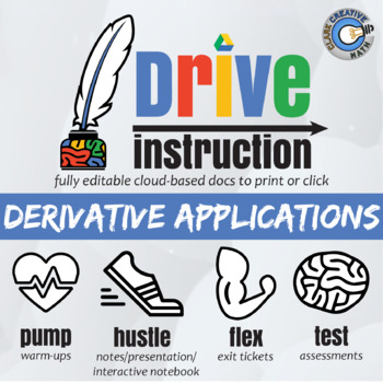 Preview of Derivative Applications - EDITABLE Notes, Slides, Test +++ Drive Math