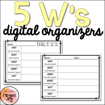 Preview of Distance Learning - Digital 5 W's Organizers