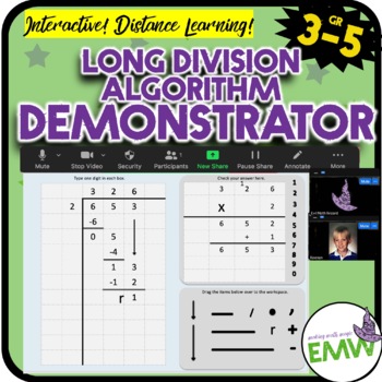 Preview of Distance Learning Digital Math Long Division Steps Algorithm Demonstrator