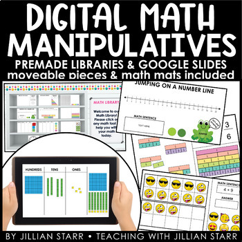 Preview of Digital Math Manipulatives & Math Mats | Google Slides Ready | Distance Learning