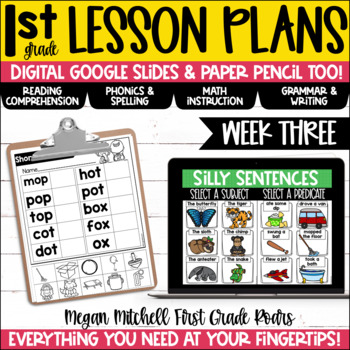 Preview of First Grade Lesson Plans Digital & Paper Pencil Week 3 Google Slides