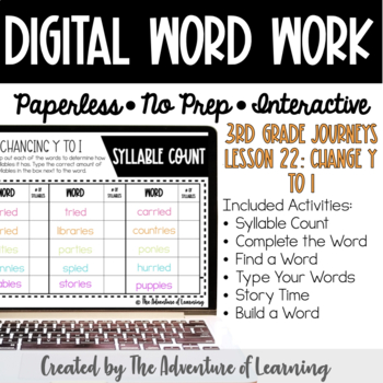 Preview of Distance Learning Digital Word Work: 3rd Grade Journeys Lesson 22