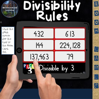 Preview of Distance Learning Divisibility Digital Boom Cards Pick 3